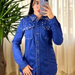 مانتو زنانه (دخترانه)جین مرواریدی وارداتی