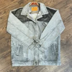 کت جین چرم دار