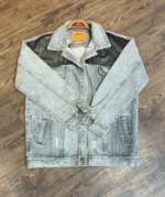 کت جین چرم دار