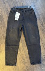 شلوار مام فیت رنگ ذغالی دخترانه - Image 5