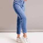 شلوار مام فیت رنگ آبی دخترانه