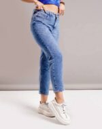 شلوار مام فیت رنگ آبی دخترانه