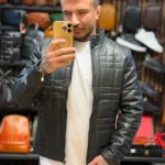 کاپشن چرم طرح دار مردانه