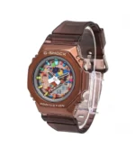 ساعت زنانه جی شاک GM-S2100 قهوه ای صفحه رنگین کمانی - Image 2