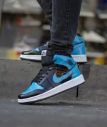 کتونی جردن وان پسرانه ساق دار آبی مشکی - Image 2