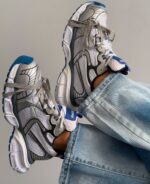 کتوني دخترانه 3XLسفيد طوسي زيره آبي - Image 2