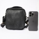 کيف دوشي چرم طبیعی کايسر مشکي کروکديل - Image 3