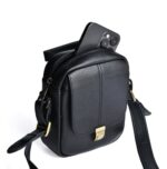 کیف دوشي چرم طبیعی قفل دار مشکي - Image 3