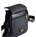 کیف دوشي چرم طبیعی قفل دار مشکي - Image 2