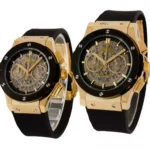 ساعت ست هابلوت طلايي مشکي صفحه اسکلتون