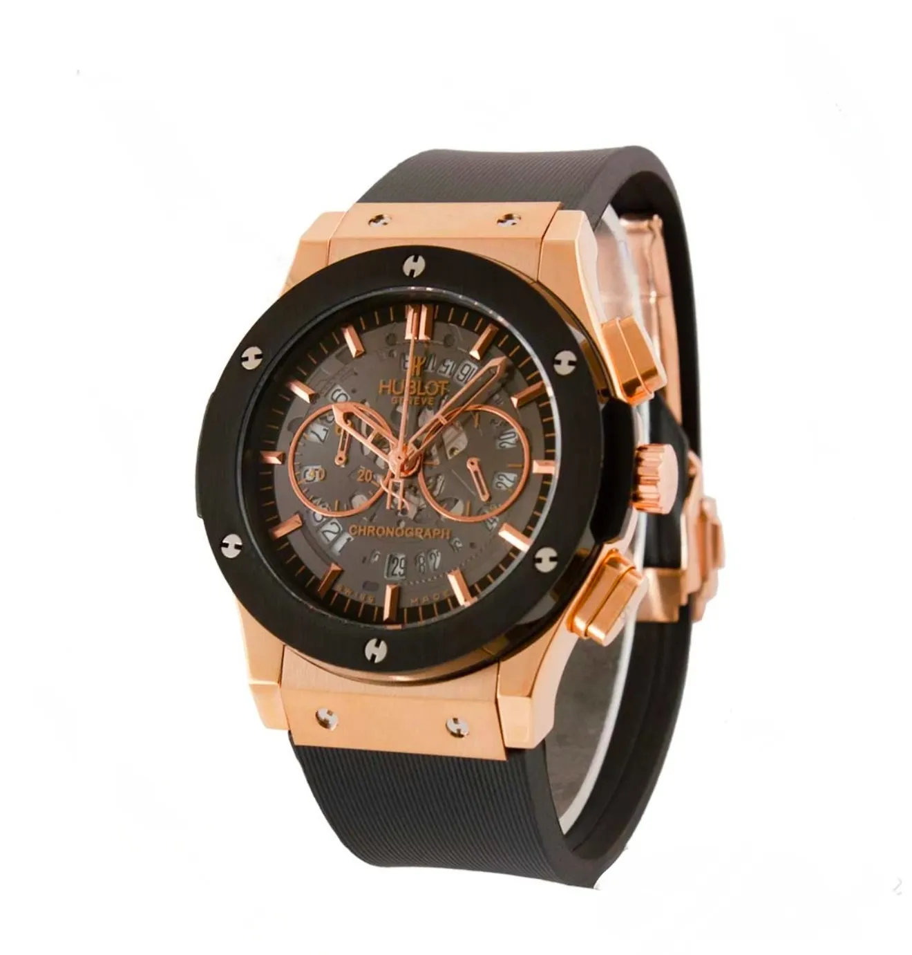 IMG_1327 ساعت زنانه هابلوت رزگلد مشکي صفحه اسکلتون - Image 1