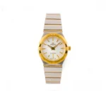 ساعت زنانه امگا کانسليشن طلايي ايندکس خطي سفيد