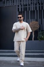 ست مردانه پیراهن شلوار سه دکمه کنفي