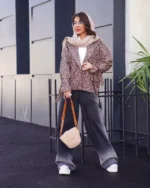 کت زنانه طرح دار کوتاه شينا - Image 3