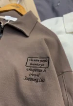 تيشرت بيسکويتي نيم زيپ گلدوزي - Image 6