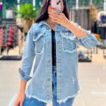 مانتو جين ريش دار