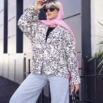 کت زنانه طرح دار کوتاه شينا