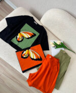 ست کراپ شورتک لينن پروانه