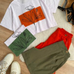 ست کراپ شلوارک لينن رز