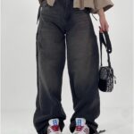 شلوار زنانه فول بگ پايين گت دار (6575G1)