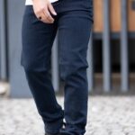 شلوار جين راسته آبي تيره کد 107