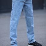 شلوار جين راسته آبي کد 118