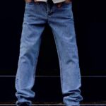 شلوار جين راسته آبي کد 110