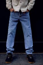 شلوار جين راسته آبي کد 110