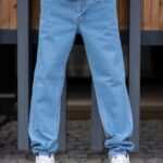 شلوار جين راسته آبی روشن کد 120