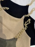 کراپ زنجيرمرواريد ژاکارد لوزي - Image 2