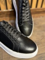 ونس چرم طبيعی مشکی زيره سفيد - Image 3