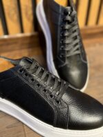 ونس چرم طبيعی مشکی زيره سفيد - Image 2