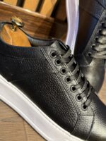 ونس چرم طبيعی مشکی زيره سفيد - Image 4