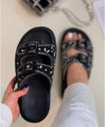 صندل زنانه دو سگک نگينی - Image 2