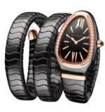 ساعت مچي زنانه بولگاري ماري مشکي رزگلد صفحه مشکي دورنگين