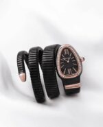 ساعت مچي زنانه بولگاري ماري مشکي رزگلد صفحه مشکي دورنگين - Image 2