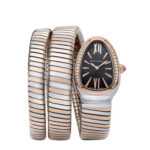 ساعت بولگاري ماري زنانه رزگلد نقره اي مشکي دور نگين