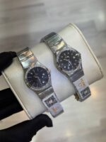 ساعت امگا زنانه دور نگين صفحه مشکي - Image 2