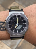 ساعت جي شاک2100بند برزنتي سبز زيتوني - Image 2