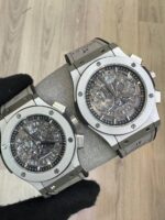 ساعت هابلوت مردانه بند چرم طوسي - Image 2