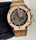 ساعت هابلوت زنانه بند چرم عسلي