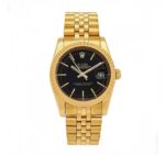 ساعت رولکس ديت جاست مردانه طلايي صفحه مشکي خطي