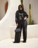 ست شوميز شلوار ساتن نگين دار - Image 2