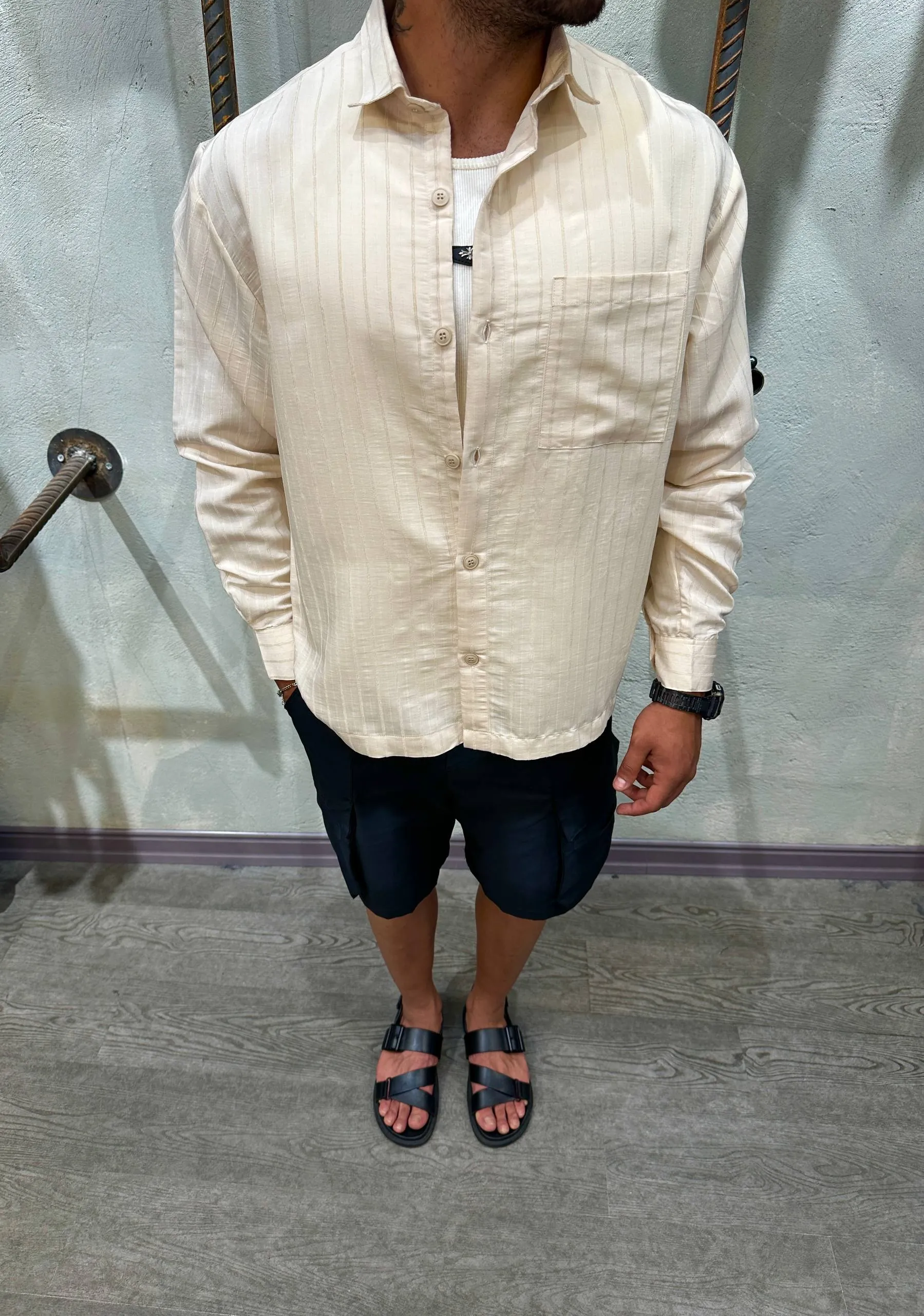 IMG_8985 پيراهن مردانه آستين بلند راه راه - Image 1