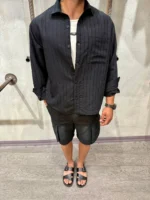 پيراهن مردانه آستين بلند راه راه - Image 5