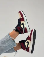 کتونی جردن وان ساقدار سرمه ای زرشکی