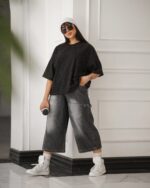 ست تيشرت نگين دار و شلوار وايت لگ - Image 2