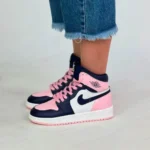 کتونی زنانه جردن وان ساقدار سرمه ای صورتی