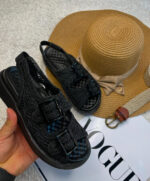 صندل زنانه مکرومه مشکی - Image 2