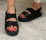 صندل زنانه مکرومه مشکی